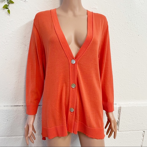 Chico's Sweaters - Chicos Orange Lightweight Cardigan Sweater